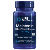 Melatonin, 6 Hour Timed Release, 300 mcg, 100 Vegetarian Tablets Life Extension