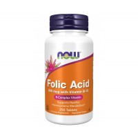 Folic Acid acido folico 800 mcg com Vitamin B-12 250 Tablets NOW Foods