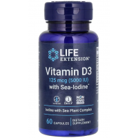 Vitamin D3 with Sea-Iodine, 125 mcg (5,000 IU), 60 Capsules Life Extension