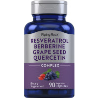 Piping Rock Resveratrol Berberine Grape Seed & Quercetin Complex  90 Capsules