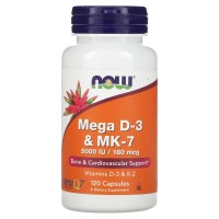 Mega D-3 MK-7, 120 Capsules Now foods