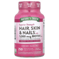 Nature's Truth, Hair, Skin & Nails with Biotin, Superior Strength, 250 Rapid Release Liquid Softgels