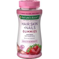 Hair Skin Nails cabelo, pele e unha com Biotina 80 gummies Strawberry NATURES Bounty Validade:07/2022