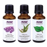 Óleos Essenciais NOW Tea Tree, Eucalyptus e Lavander - Kit com 3