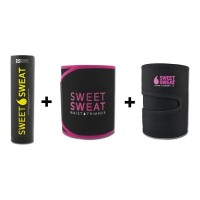 Sweet Sweat 184g + Cinta de Neoprene Rosa + Cinta de Neoprene para Coxa Rosa