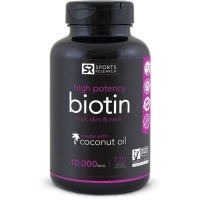 Biotin 10000mcg 120 Veggies Softgel SPORTS Research  validade:10/2022