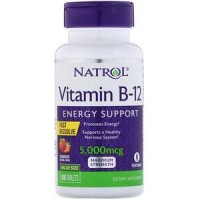 Vitamina B12 5000 mcg Fast dissolve sublingual sabor morango 100 tablets NATROL